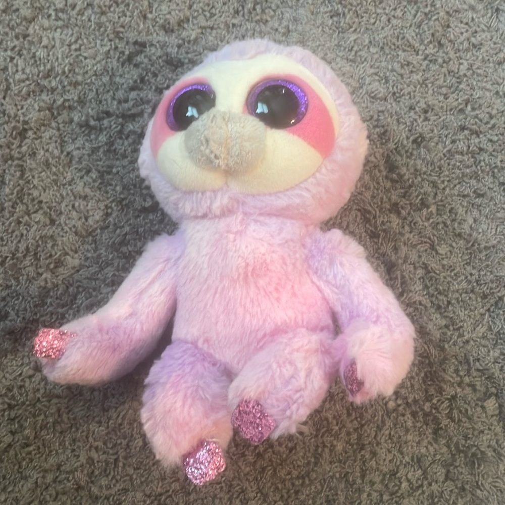 sloth ty plush purple pink used